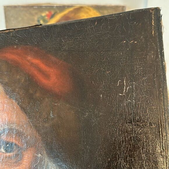 Vintage Old World Man With The Red Cap Painting - Picture 4 of 8